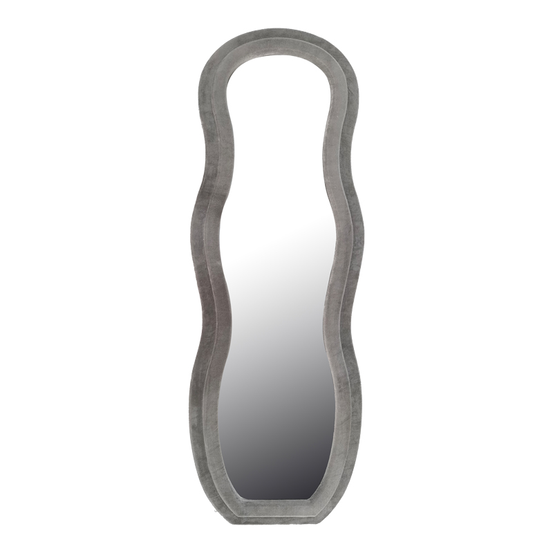 product_pako_295-000025 Καθρέπτης Glinde Inart βελούδο σε γκρι απόχρωση 50x3.3x150εκ - Image 1
