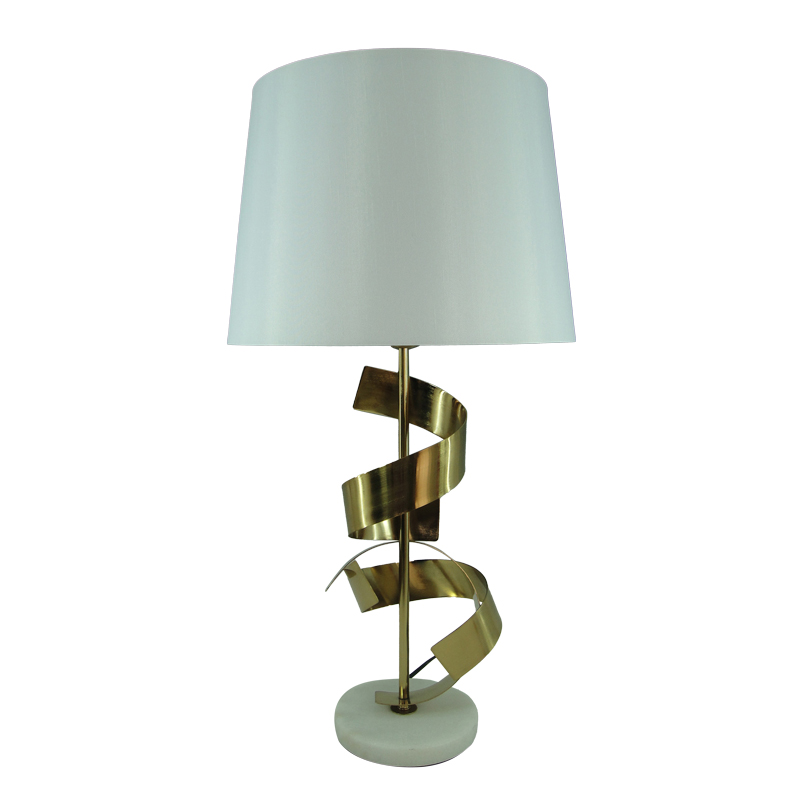 product_pako_300-000017 Επιτραπέζιο φωτιστικό Lighted Inart Ε27 χρυσό μέταλλο-λευκό ύφασμα Φ35x70εκ - Image 1