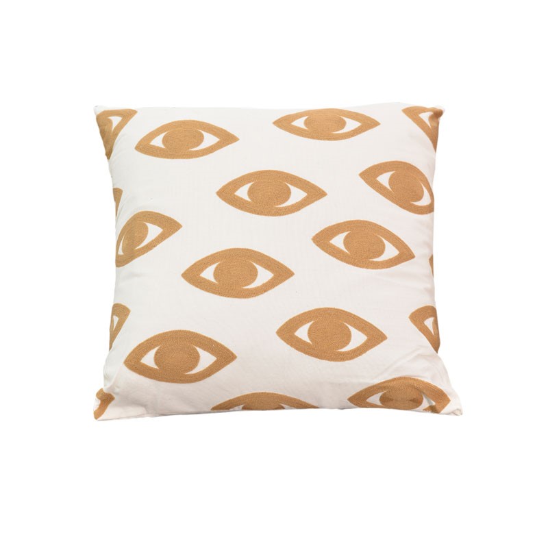 product_pako_302-000019 Μαξιλάρι Eyes Inart φυσικό-λευκό ύφασμα 45x45x2.5εκ - Image 1