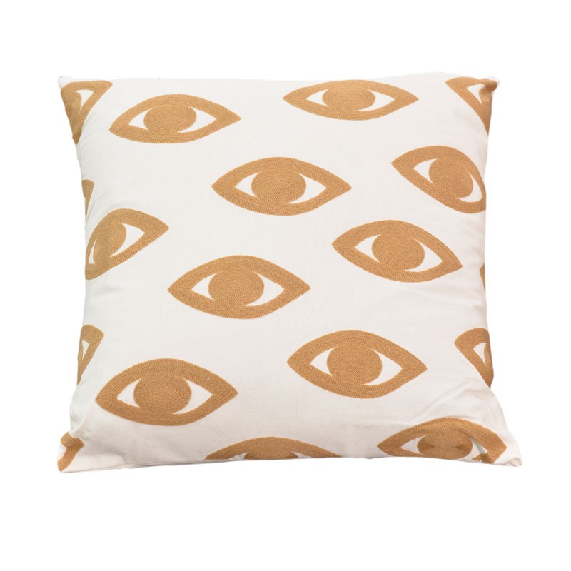 product_pako_302-000020 Μαξιλάρι Eyes Inart φυσικό-λευκό ύφασμα 60x60x2.5εκ - Image 1
