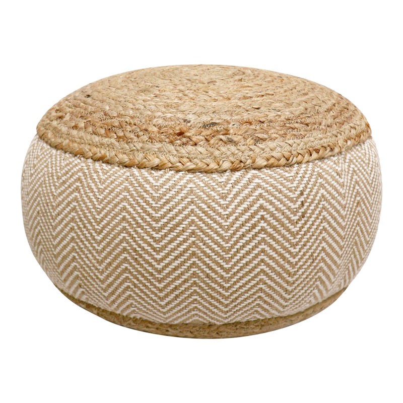 product_pako_302-000032 Σκαμπό-πουφ Hipy Inart γιούτα σε φυσική και μπεζ απόχρωση Φ40x30εκ - Image 1