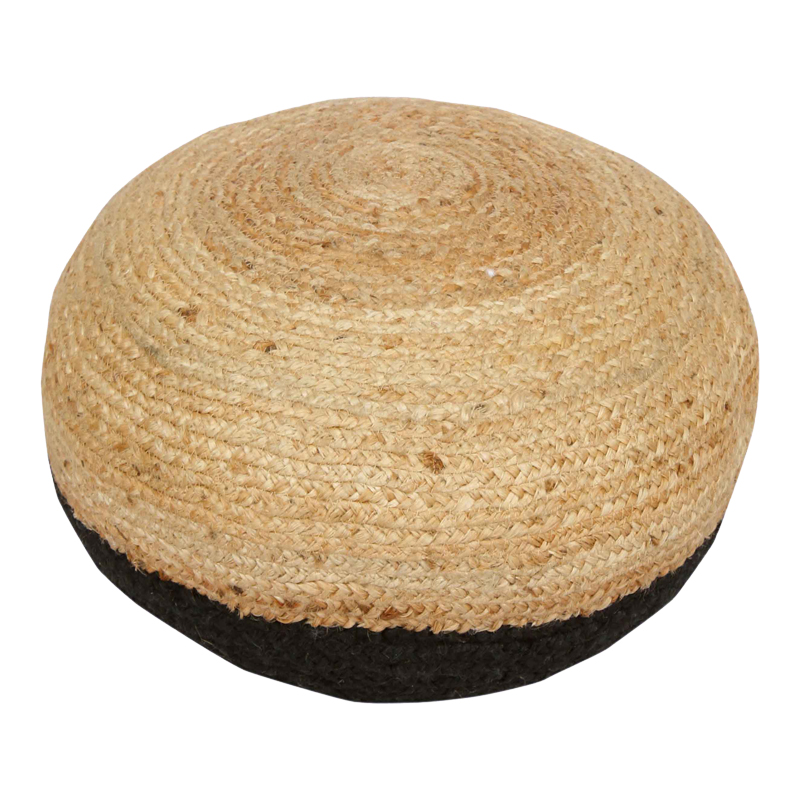 product_pako_302-000041 Σκαμπό-πουφ Brana Inart γιούτα σε φυσική και μαύρη απόχρωση Φ40x30εκ - Image 1