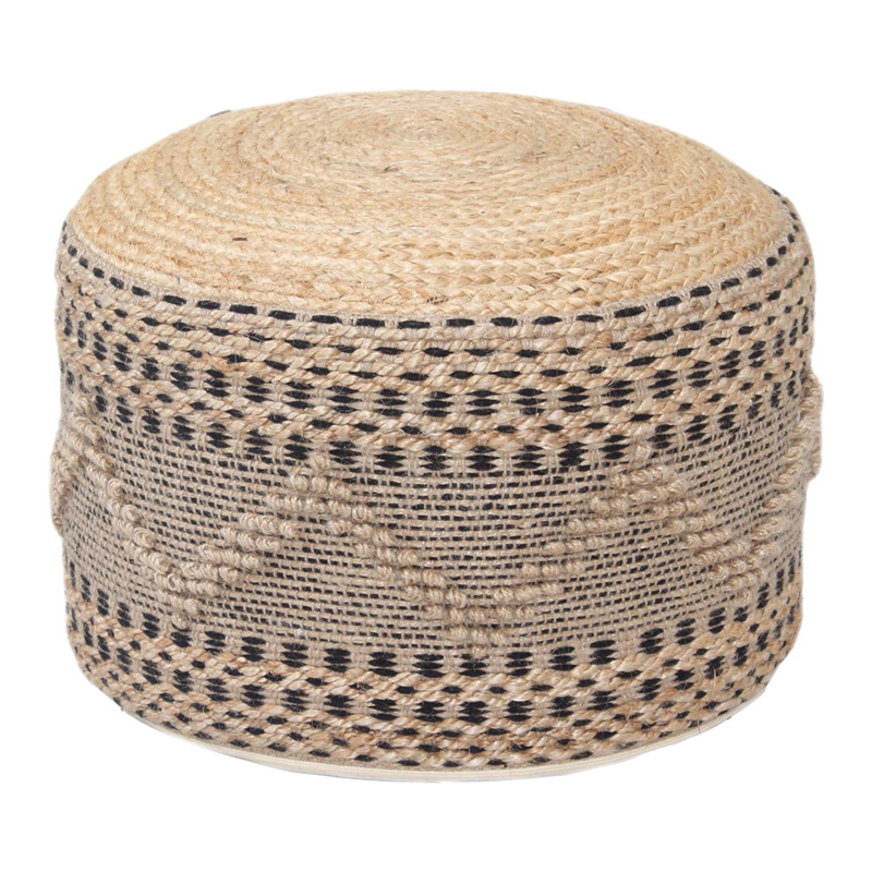 product_pako_302-000044 Σκαμπό-πουφ Βangku Inart γιούτα-βαμβάκι σε φυσική απόχρωση Φ45x30εκ - Image 1
