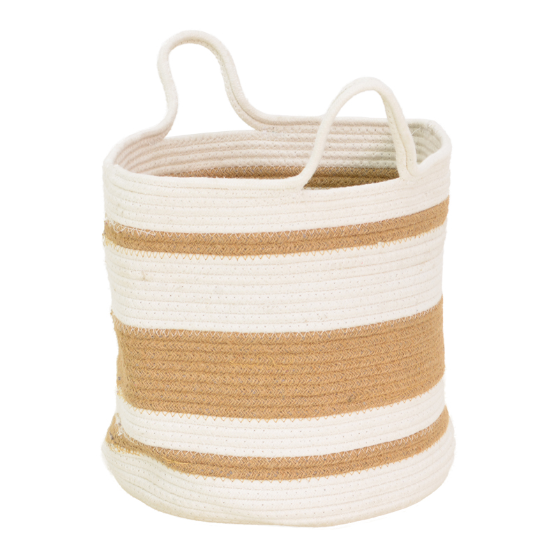 product_pako_302-000048 Διακοσμητικό καλάθι Horma Inart βαμβάκι-γιούτα σε μπεζ-καφε απόχρωση Φ30x30εκ - Image 1