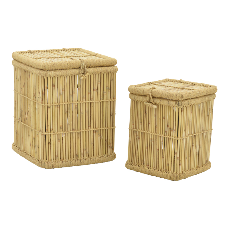 product_pako_309-000013 Καλάθι απλύτων Dremia Inart σετ 2 τεμαχίων φυσικό μπαμπού - Image 1