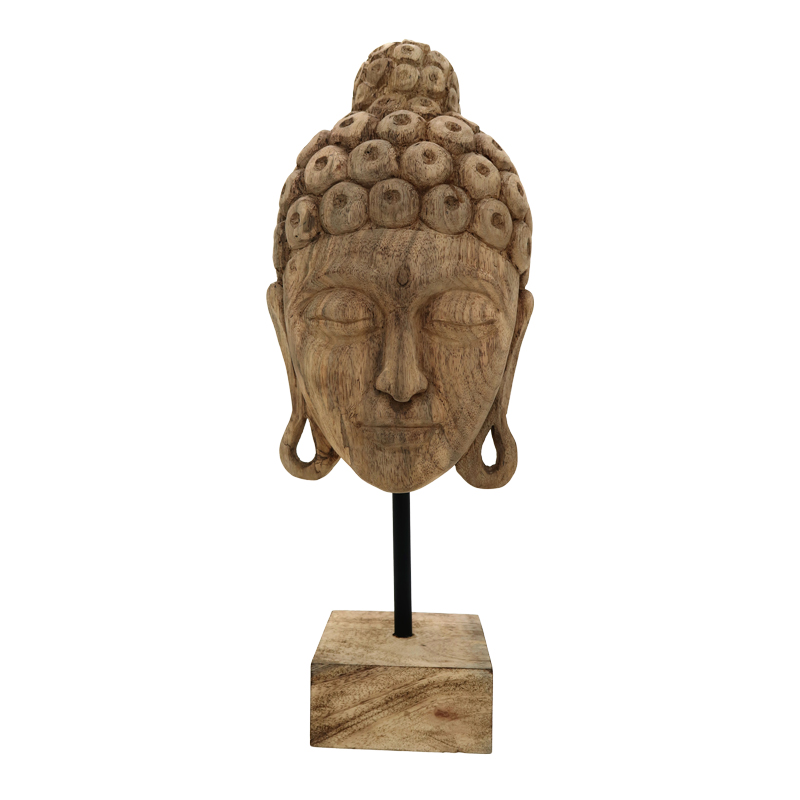 product_pako_312-000028 Επιτραπέζιο διακοσμητικό βούδας Mask Inart φυσικό μάνγκο ξύλο-μέταλλο 20x18.5x48.5εκ - Image 1