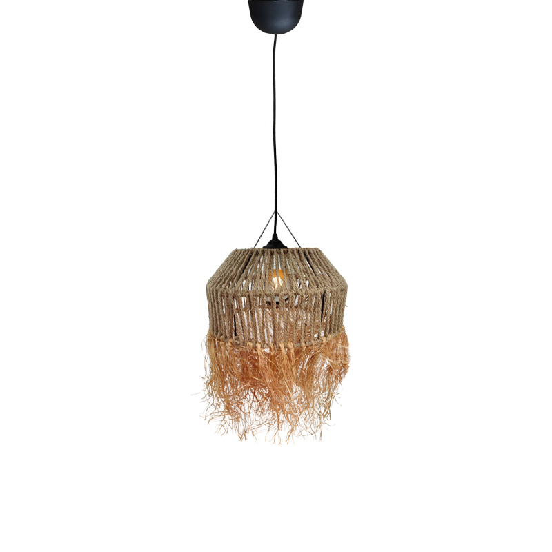 product_pako_313-000036 Φωτιστικό οροφής Bowler Inart ψάθινο φυσικό Φ36x62εκ - Image 1