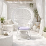Πολυθρόνα Dorothy Inart με λευκό μαξιλάρι-λευκό rattan 115x53x147εκ - Image 2