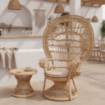 Πολυθρόνα Dorothy Inart με μπεζ μαξιλάρι-φυσικό rattan 115x53x147εκ - Image 2