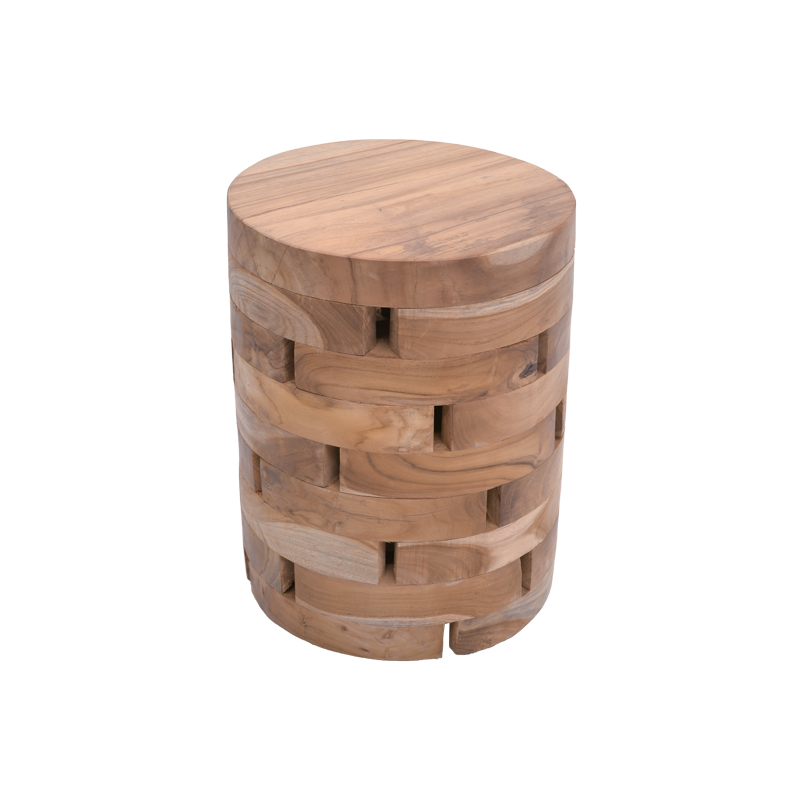 product_pako_315-000017 Σκαμπό Shard Inart φυσικό μασίφ ξύλο teak Φ35x45εκ - Image 1