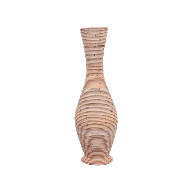product_pako_315-000025 Διακοσμητικό βάζο Uala Inart ψάθα μπανάνας σε αντικέ φυσική απόχρωση Φ25x70εκ - Image 1