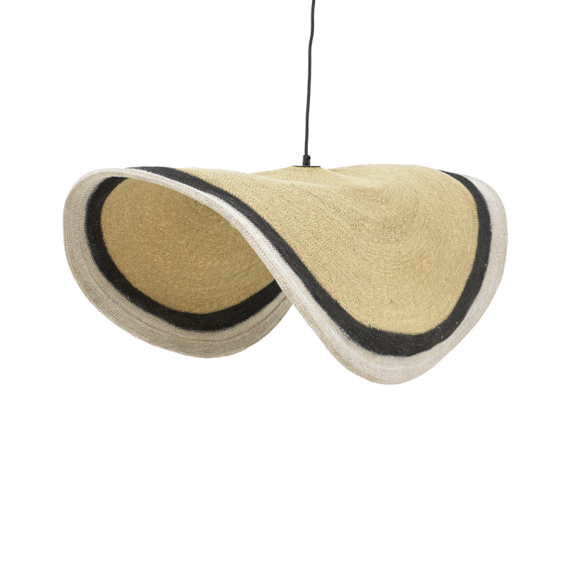 product_pako_317-000002 Φωτιστικό οροφής Hatchie Inart φυσικό-μαύρο-λευκό ψάθα-μέταλλο Φ100x133εκ - Image 1