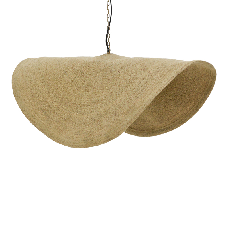 product_pako_317-000015 Φωτιστικό οροφής Klark Inart φυσικό ψάθα-μέταλλο Φ120x144εκ - Image 1