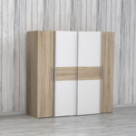 Ντουλάπα ρούχων Closet τετράφυλλη sonoma oak-λευκό μελαμίνης 200x61.5x190.5εκ - Image 2