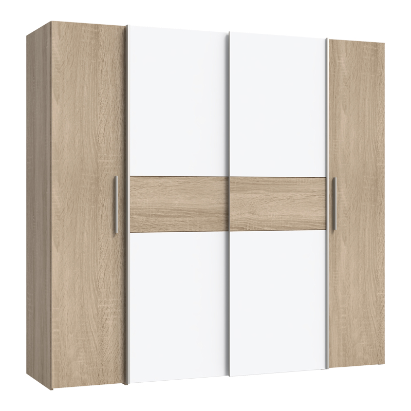 product_pako_318-000002 Ντουλάπα ρούχων Closet τετράφυλλη sonoma oak-λευκό μελαμίνης 200x61.5x190.5εκ - Image 1