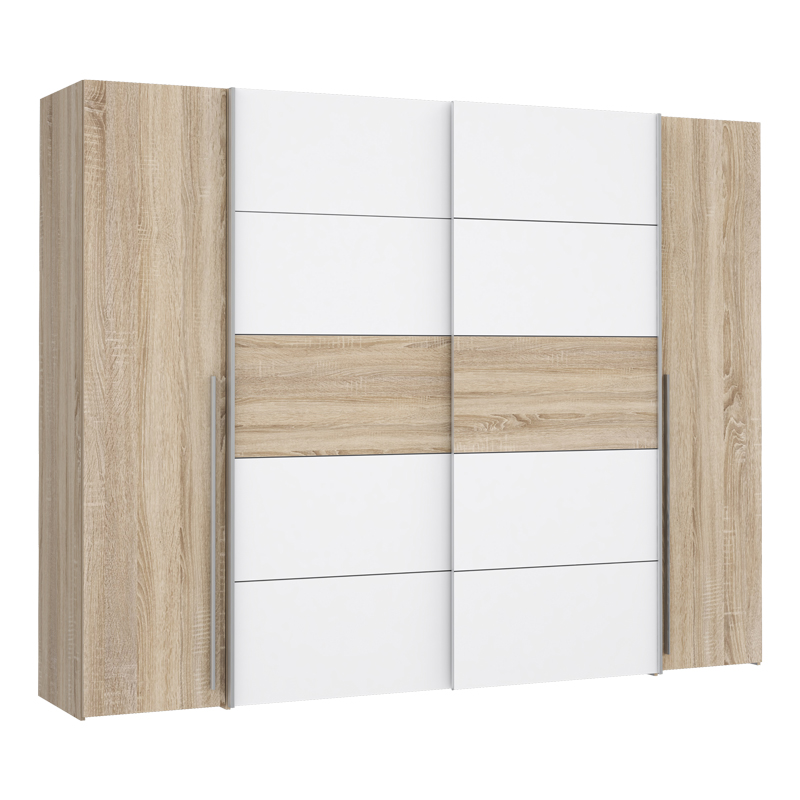 product_pako_318-000006 Ντουλάπα ρούχων Verzo τετράφυλλη oak-λευκό μελαμίνης 270,5x61.5x210.5εκ - Image 1