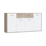 Μπουφές Drepen μελαμίνη σε λευκό και sonoma χρώμα 162.3x34.2x81.7εκ - Image 2