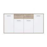 Μπουφές Drepen μελαμίνη σε λευκό και sonoma χρώμα 162.3x34.2x81.7εκ - Image 3