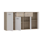 Μπουφές Drepen μελαμίνη σε λευκό και sonoma χρώμα 162.3x34.2x81.7εκ - Image 4