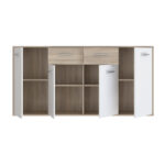 Μπουφές Drepen μελαμίνη σε λευκό και sonoma χρώμα 162.3x34.2x81.7εκ - Image 5