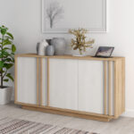 Μπουφές Chesto μελαμίνη σε λευκή και oak απόχρωση 169.2x42x87εκ
