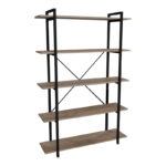 Βιβλιοθήκη Reson oak μελαμίνης-μαύρο μέταλλο 120x34x180εκ - Image 2