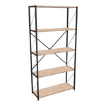 Βιβλιοθήκη Tikilmo oak μελαμίνης-μαύρο μέταλλο 88x34x180εκ - Image 2