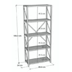 Βιβλιοθήκη Tikilmo oak μελαμίνης-μαύρο μέταλλο 88x34x180εκ - Image 5