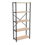 Βιβλιοθήκη Draizy oak μελαμίνης-μαύρο μέταλλο 63x30x150εκ - Image 2