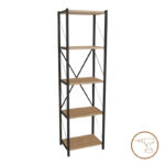 Βιβλιοθήκη Glase oak μελαμίνης-μαύρο μέταλλο 40x30x150εκ - Image 2