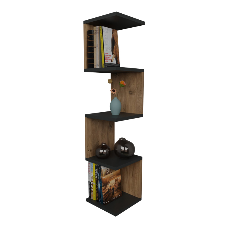 product_pako_321-000021 Ραφιέρα τοίχου Zigzag oak-ανθρακί μελαμίνης 25x25x109εκ - Image 1