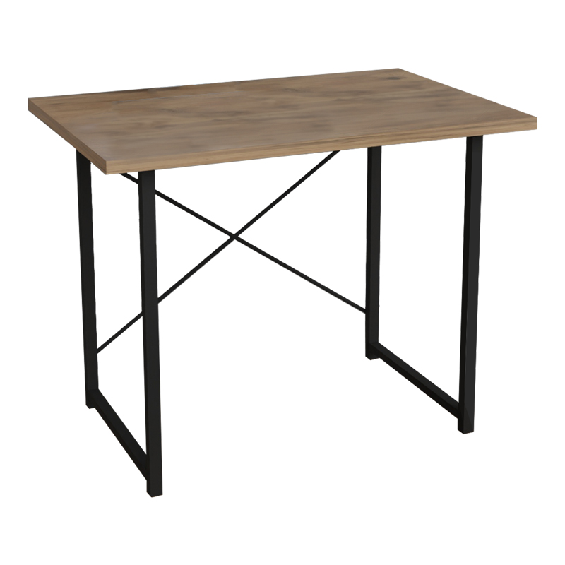product_pako_321-000022 Γραφείο εργασίας Ustando oak μελαμίνης-μαύρο μέταλλο 90x60x72εκ - Image 1