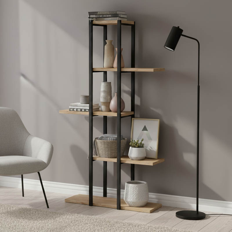product_pako_321-000050 Επιδαπέδια ραφιέρα Ploko oak μελαμίνης-μαύρο μέταλλο 60x24.7x111εκ - Image 1