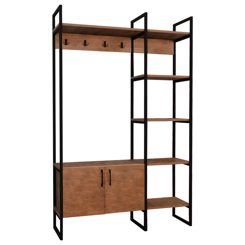 product_pako_321-000061 Έπιπλο εισόδου Thoj oak μελαμίνης-μαύρο μέταλλο 120x34x180εκ - Image 1