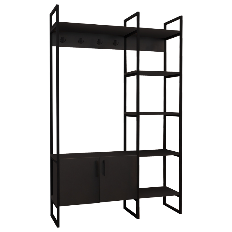 product_pako_321-000062 Έπιπλο εισόδου Thoj ανθρακί μελαμίνης-μαύρο μέταλλο 120x34x180εκ - Image 1