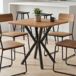 Τραπέζι Prestone oak μελαμίνης-μαύρο μέταλλο 70x70x75εκ - Image 2