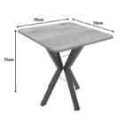 Τραπέζι Prestone oak μελαμίνης-μαύρο μέταλλο 70x70x75εκ - Image 4