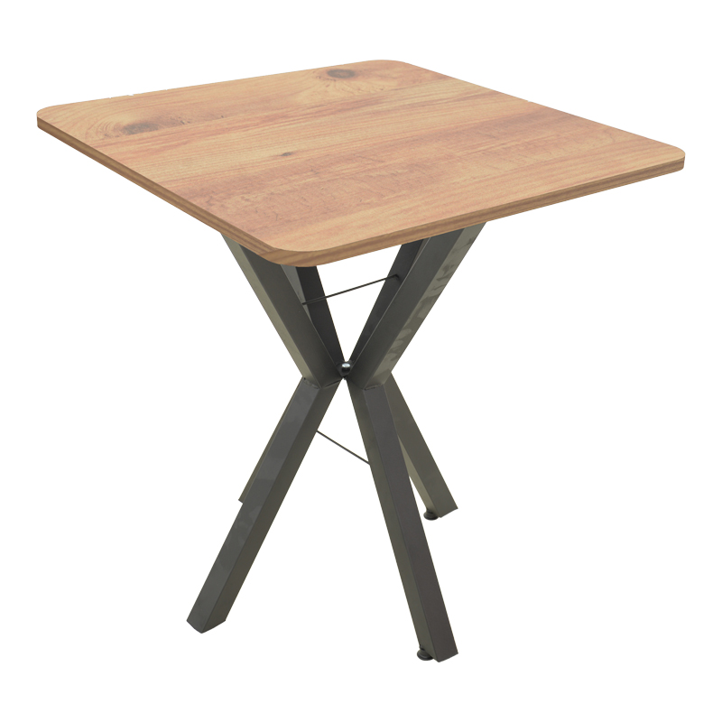 product_pako_321-000081 Τραπέζι Prestone oak μελαμίνης-μαύρο μέταλλο 70x70x75εκ - Image 1
