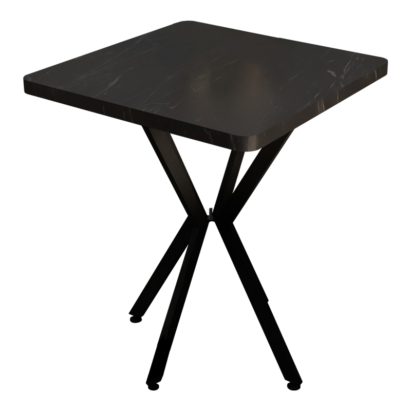 product_pako_321-000082 Τραπέζι Prestone μαύρο μαρμάρου μελαμίνης-μαύρο μέταλλο 70x70x75εκ - Image 1