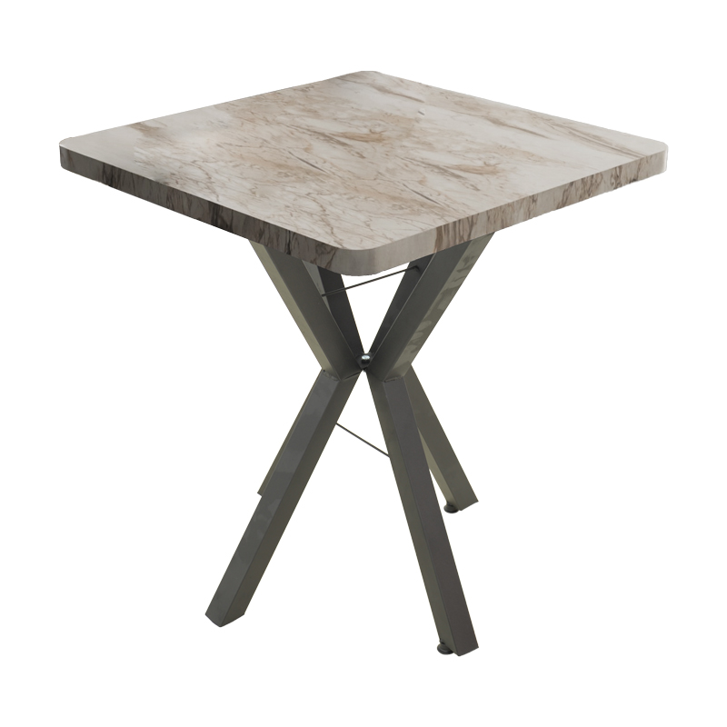 product_pako_321-000083 Τραπέζι Prestone λευκό μαρμάρου μελαμίνης-μαύρο μέταλλο 70x70x75εκ - Image 1