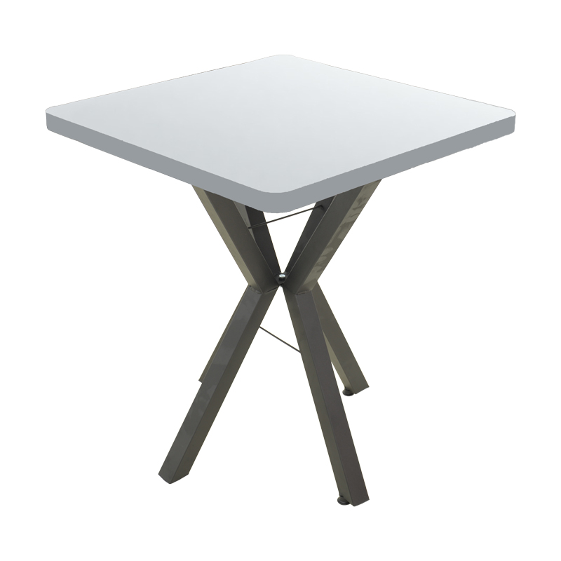 product_pako_321-000094 Τραπέζι Prestone μελαμίνη σε λευκή απόχρωση και μαύρο μεταλλικό πόδι 70x70x75εκ - Image 1