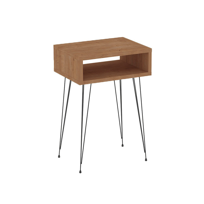 product_pako_321-000113 Κομοδίνο Naida σε oak απόχρωση -μαύρα μεταλλικά πόδια 40x30x56εκ - Image 1