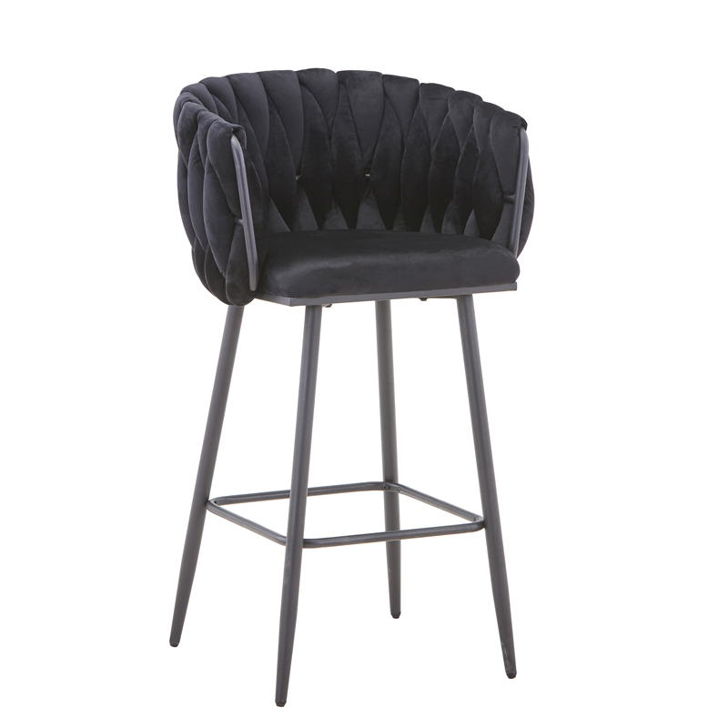 product_pako_327-000024 Σκαμπό μπαρ Vivian μαύρο βελούδο-πόδι μαύρο μέταλλο 57x50x100εκ (Σετ 2 τεμαχίων) - Image 1