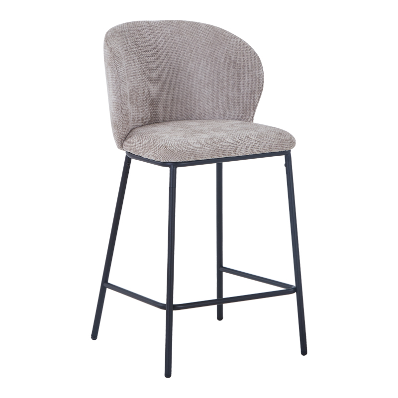 product_pako_327-000065 Σκαμπό μπαρ Karg μπεζ ύφασμα-πόδι μαύρο μέταλλο 49x46x93εκ (Σετ 2 τεμαχίων) - Image 1