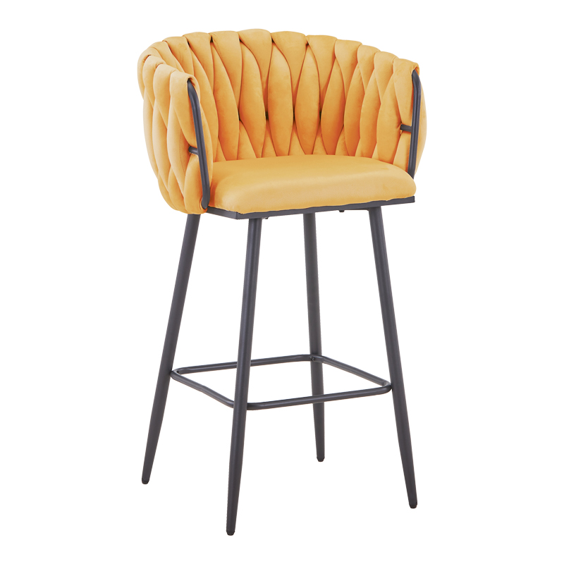 product_pako_327-000068 Σκαμπό μπαρ Vivian κίτρινο βελούδο-πόδι μαύρο μέταλλο 57x50x100εκ (Σετ 2 τεμαχίων) - Image 1