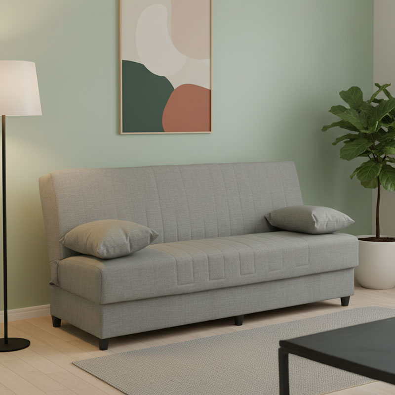product_pako_328-000024 Καναπές-κρεβάτι με αποθηκευτικό χώρο τριθέσιος Romina γκρι-μπεζ ύφασμα 190x75x85εκ - Image 1