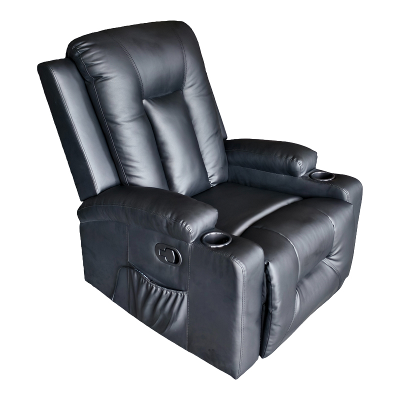 product_pako_331-000003 Πολυθρόνα relax με μηχανισμό massage Gessel PU σε μαύρη απόχρωση 80x90x98εκ - Image 1