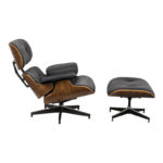 Πολυθρόνα-υποπόδιο relax Jenna μαύρο pu- plywood καρυδί-βάση χρωμίου 82x92x82εκ - Image 2
