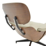 Πολυθρόνα-υποπόδιο relax Jenna μπεζ pu- plywood καρυδί-βάση χρωμίου 82x92x82εκ - Image 7