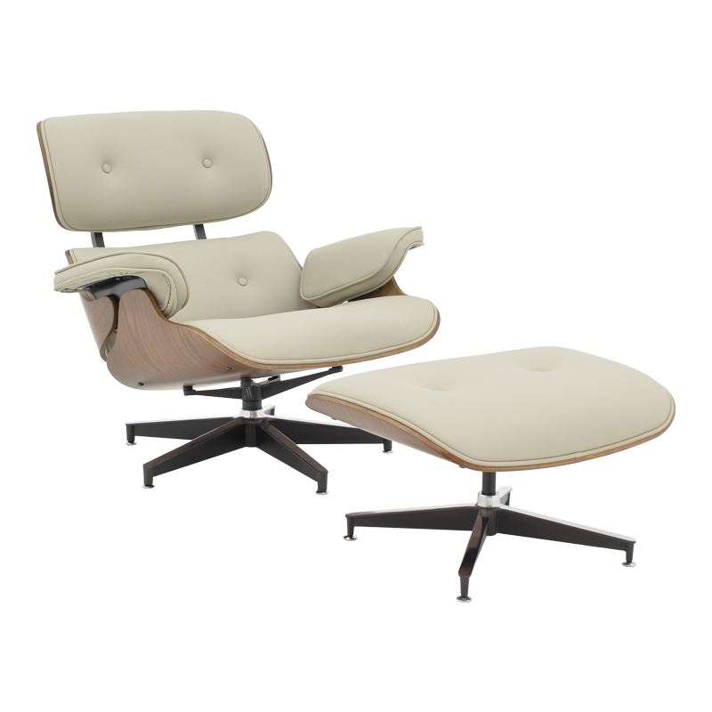 product_pako_332-000007 Πολυθρόνα-υποπόδιο relax Jenna μπεζ pu- plywood καρυδί-βάση χρωμίου 82x92x82εκ - Image 1